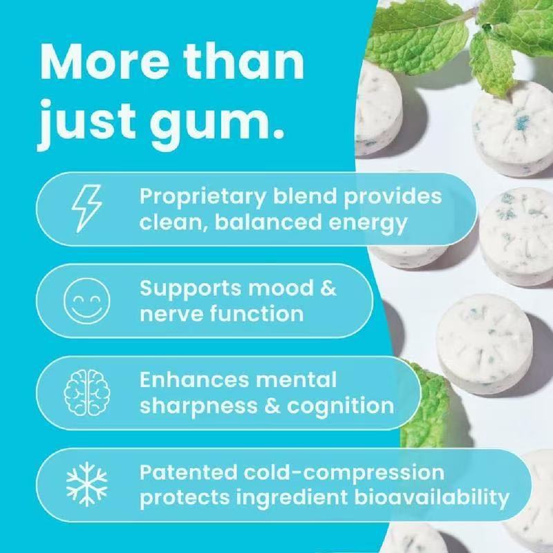 Mint Flavored Caffeine Energy Chewing Gum