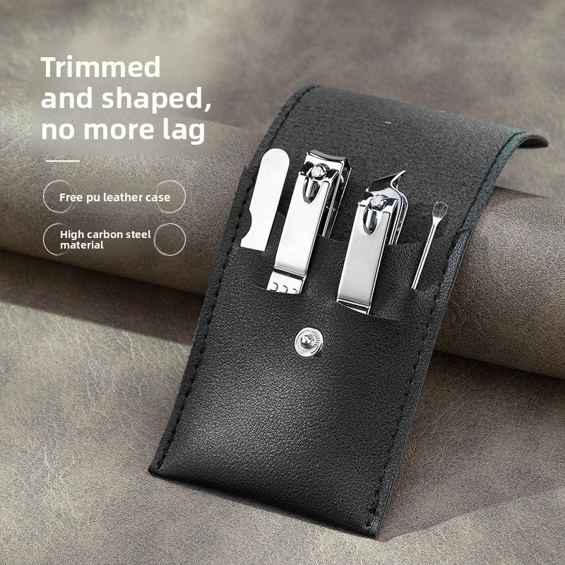 16-piece nail clippers set with leather case